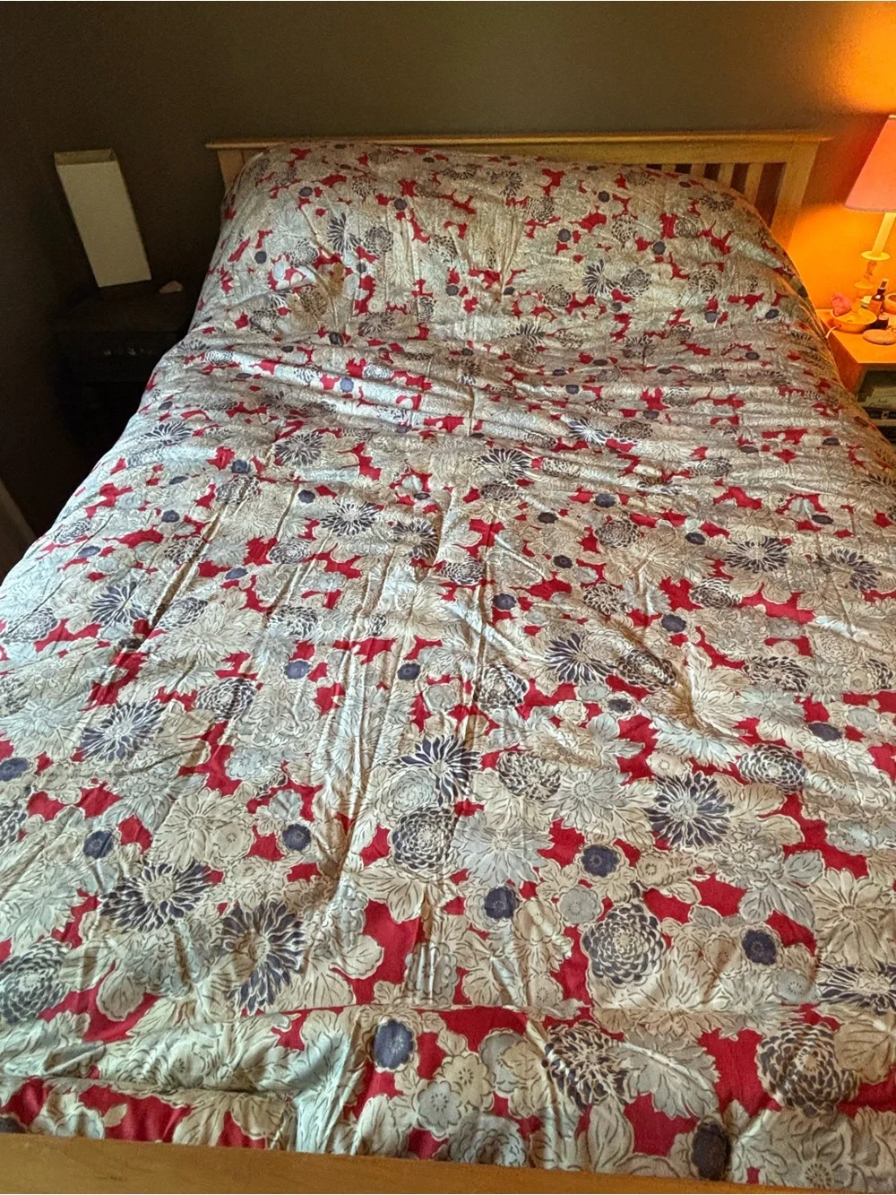 Ralph Lauren Queen Floral Red and Cream Quilted Comforter
